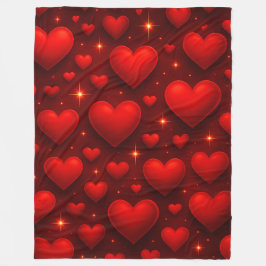 Red Hearts med Stars Mönster Fleecefilt