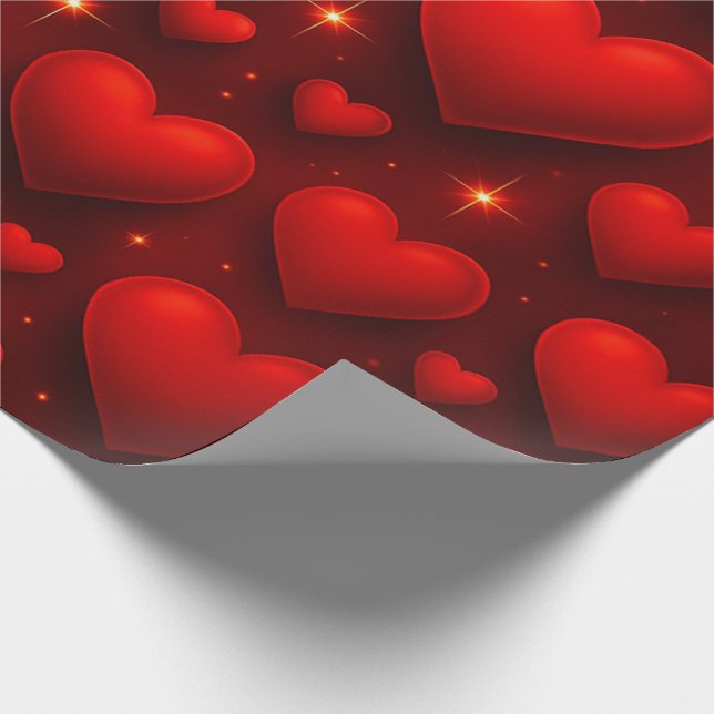 Red Hearts med Stars Mönster Presentpapper (Hörn)