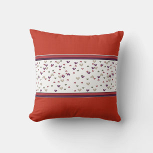 Red Hearts & Monogram Dekorativ kudde