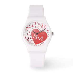 Red Hearts Monogrammed Armbandsur