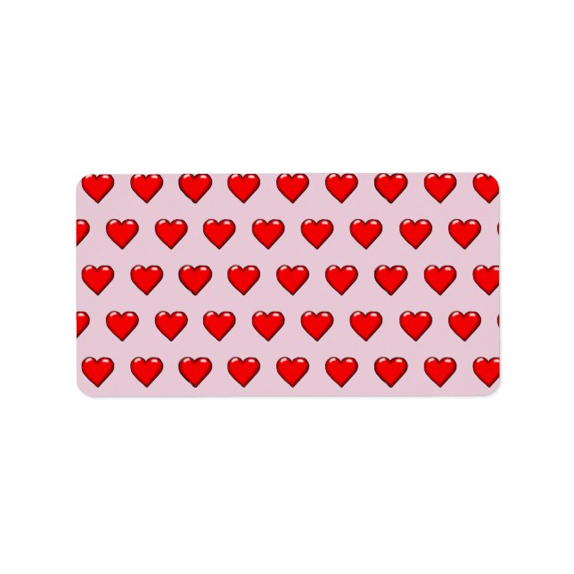 Red Hearts Mönster Adressetikett (Framsidan)