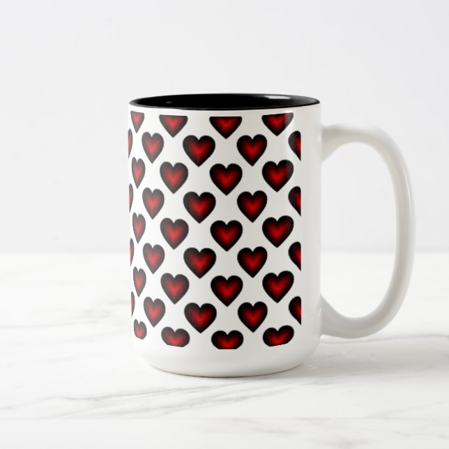 Red Hearts Mönster Coffee Mugg (Höger)
