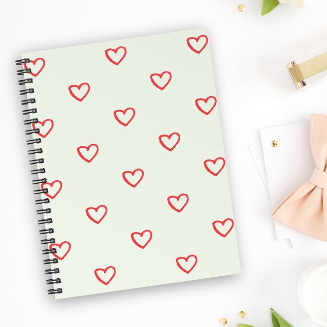 Red Hearts Mönster, Cute, Kärlek Anteckningsbok (Skapare uppladdad)