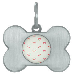 Red Hearts Mönster, Cute, Kärlek ID-bricka Husdjur