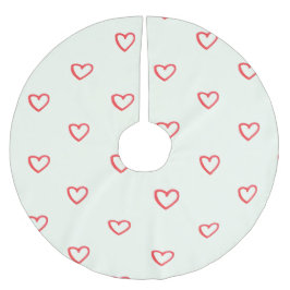 Red Hearts Mönster, Cute, Kärlek Julgransmatta Borstad Polyester