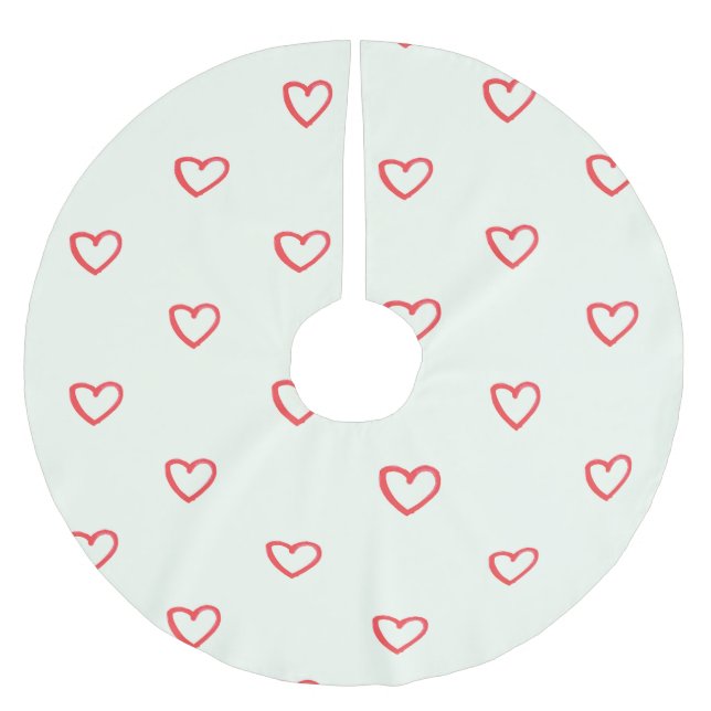 Red Hearts Mönster, Cute, Kärlek Julgransmatta Borstad Polyester (Framsidan)