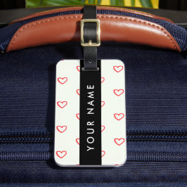 Red Hearts Mönster, Kärlek, ditt namn, anpassa Bagagebricka