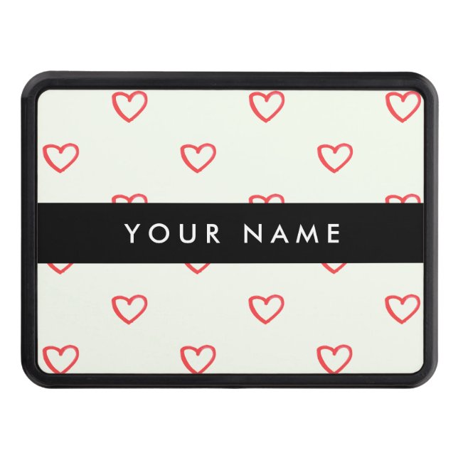 Red Hearts Mönster, Kärlek, ditt namn, anpassa Dragkroksskydd (Framsidan)