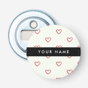 Red Hearts Mönster, Kärlek, ditt namn, anpassa Flasköppnare