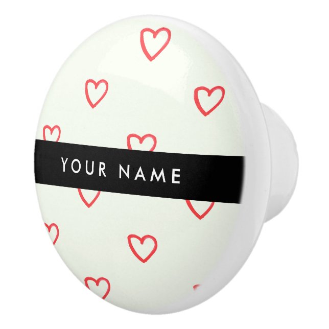 Red Hearts Mönster, Kärlek, ditt namn, anpassa Knopp (Höger)