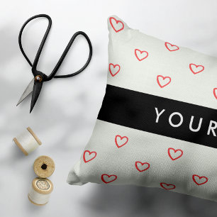 Red Hearts Mönster, Kärlek, ditt namn, anpassa Prydnadskudde