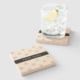 Red Hearts Mönster, Kärlek, ditt namn, anpassa Stenunderlägg