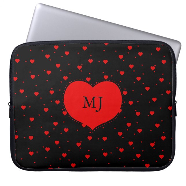 Red Hearts Mönster Laptop Sleeve (Framsidan)
