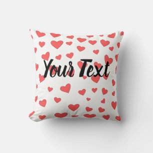 Red Hearts Mönster med eget namn Kudde
