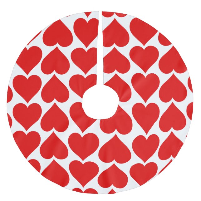 Red Hearts Mönster, Romantic, Kärlek Julgransmatta Borstad Polyester (Framsidan)