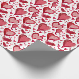 Red Hearts Mönster Teckning Valentine's Day Presentpapper