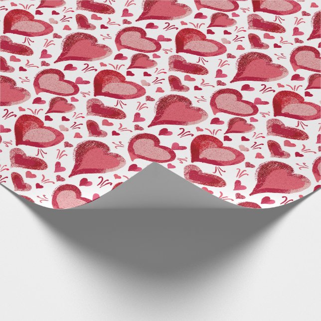 Red Hearts Mönster Teckning Valentine's Day Presentpapper (Hörn)