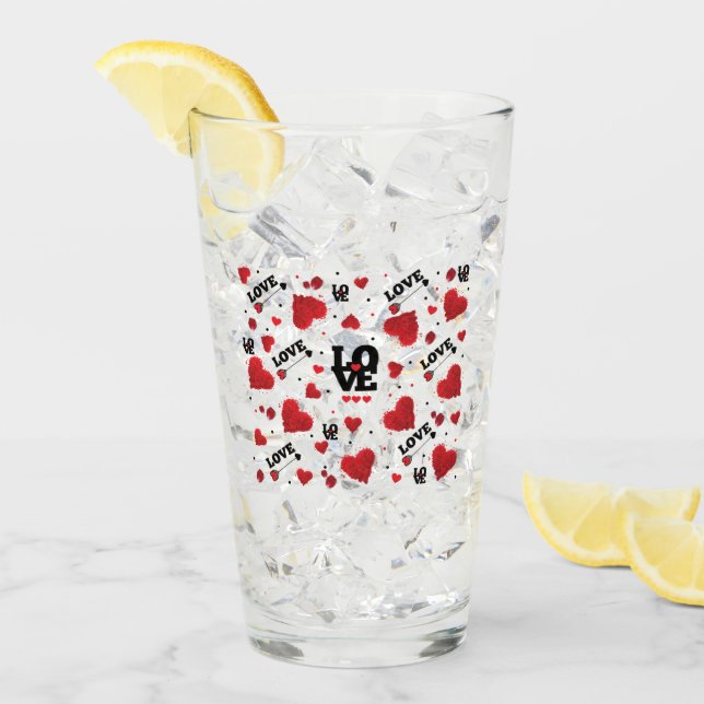 Red Hearts Mönster Valentine Day Glaskopp (Framsida Ice)