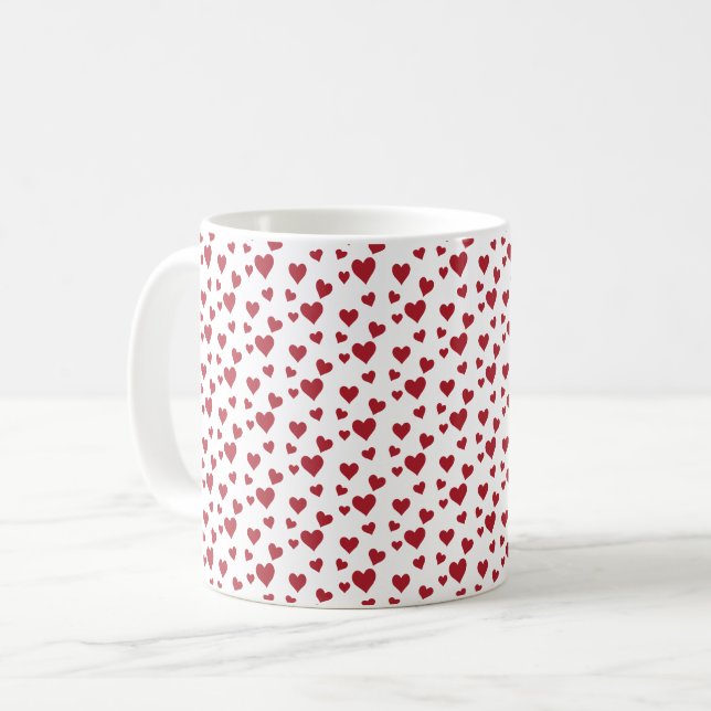 Red Hearts Mönster Valentine Day Kaffemugg (Framsida vänster)