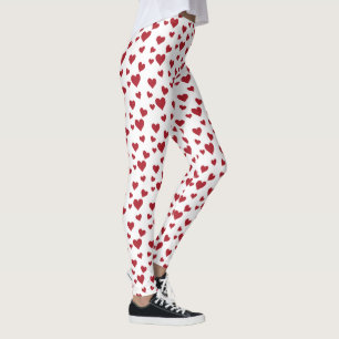 Red Hearts Mönster Valentine Day Leggings