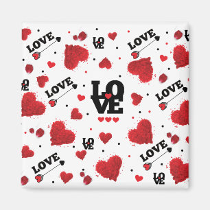 Red Hearts Mönster Valentine Day Magnet
