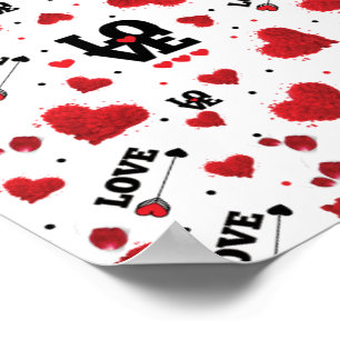 Red Hearts Mönster Valentine Day Poster