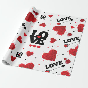 Red Hearts Mönster Valentine Day Presentpapper