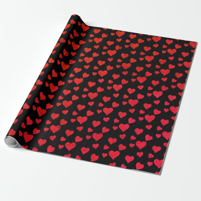 Red Hearts Mönster Valentine Day Wrapping Papper Presentpapper (Utrullad)