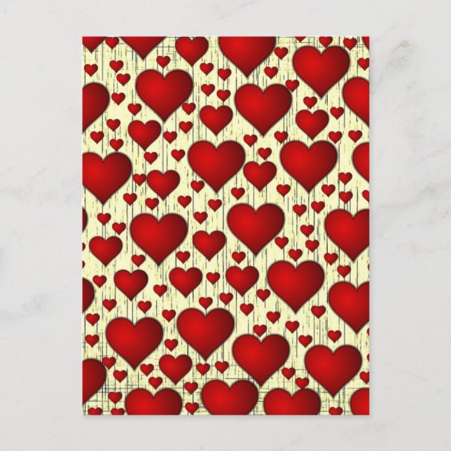 Red Hearts Mönster Vykort (Framsida)