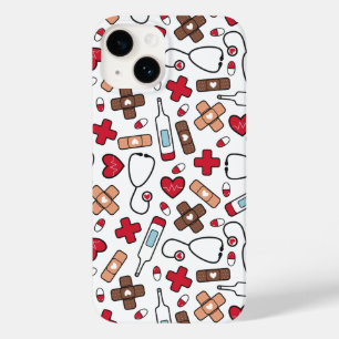 Red Hearts Nurse Doktor Mönster