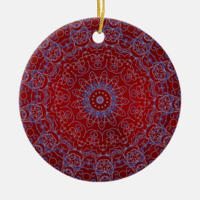 Red Hearts och Blue Snöre Ornament (Framsidan)