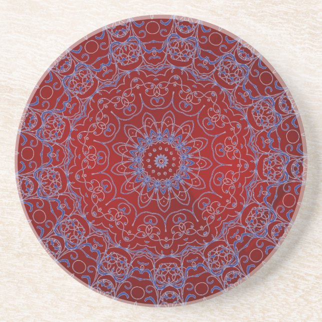 Red Hearts och Blue Snöre Underlägg Sandsten (Framsidan)