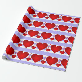 Red Hearts och Lila och White Rand Presentpapper
