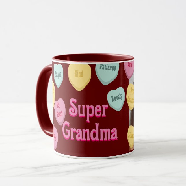 Red Hearts och Photo Message | Toppen Grandma Mugg (Framsida vänster)