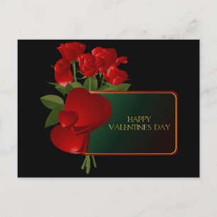 Red Hearts och Ro på Black Valentine Postcard Helg Vykort