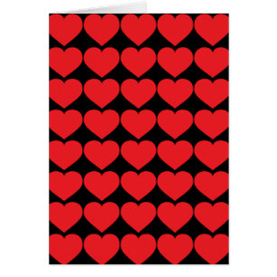 Red Hearts on Black Hälsningskort