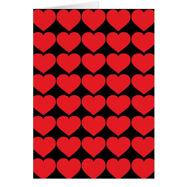 Red Hearts on Black Hälsningskort (Framsidan)