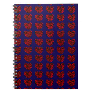 Red Hearts on Blue Spiral Notebook Anteckningsbok