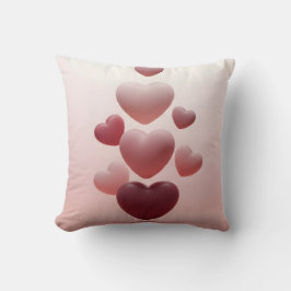 red hearts on pastel pink backdrop, valentine kudde