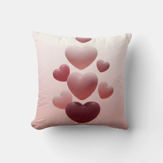 red hearts on pastel pink backdrop, valentine kudde (Framsida)