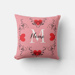 Red Hearts on Rosa Pillow HAMbyWG Kudde
