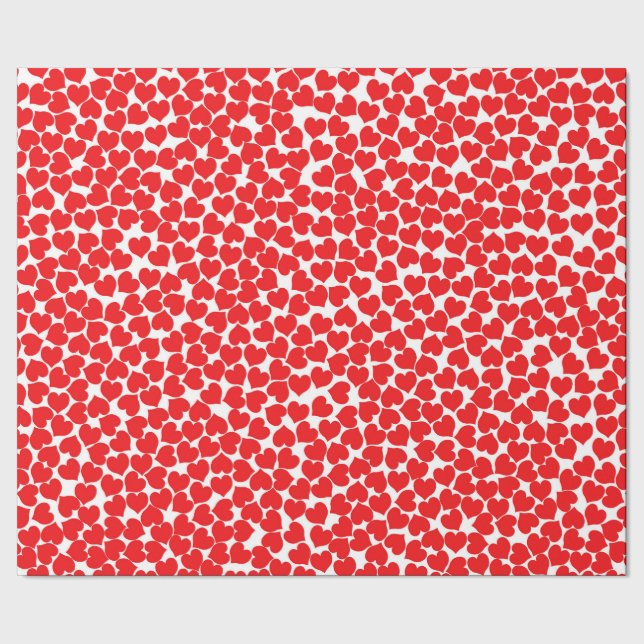Red Hearts on White Presentpapper (Seam)