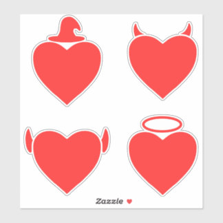 Red Hearts Pack Angel, Djävulen, Elf och Wizard Klistermärken