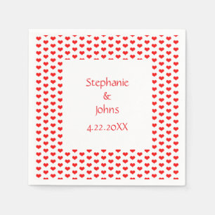 Red Hearts par Romantic Custom Name Bröllop Pappersservett