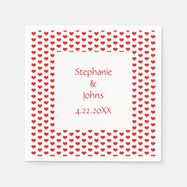 Red Hearts par Romantic Custom Name Bröllop Pappersservett (Framsidan)