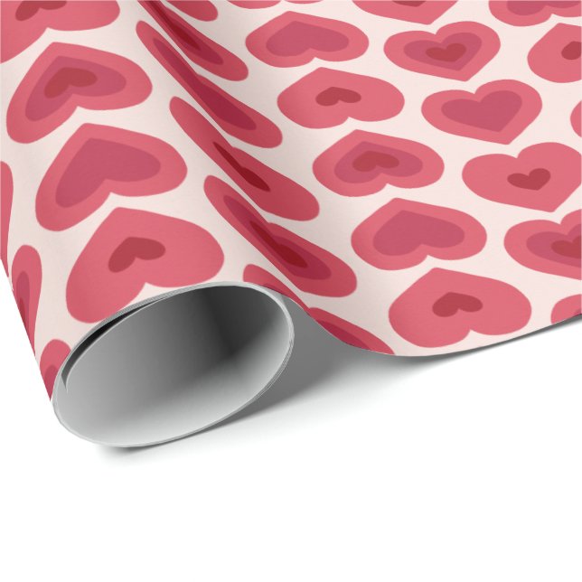 Red Hearts Pattern – Christmas & Valentine’s Day D Presentpapper (Rullad Hörn)