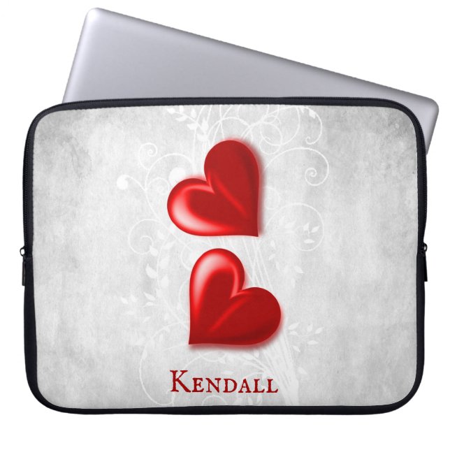 Red Hearts Personlig Laptop sleeve (Framsidan)