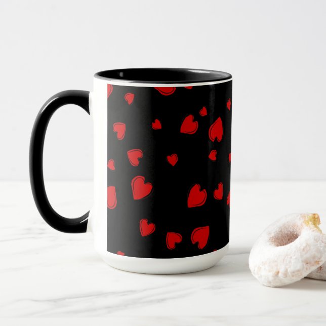 Red Hearts Personlig Mugg (Med munk)