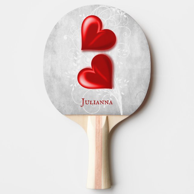 Red Hearts Personlig Ping Pong Paddle Pingisracket (Framsidan)