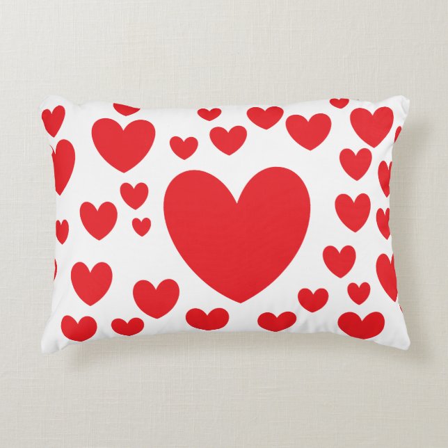 Red Hearts Pillow Prydnadskudde (Framsidan)